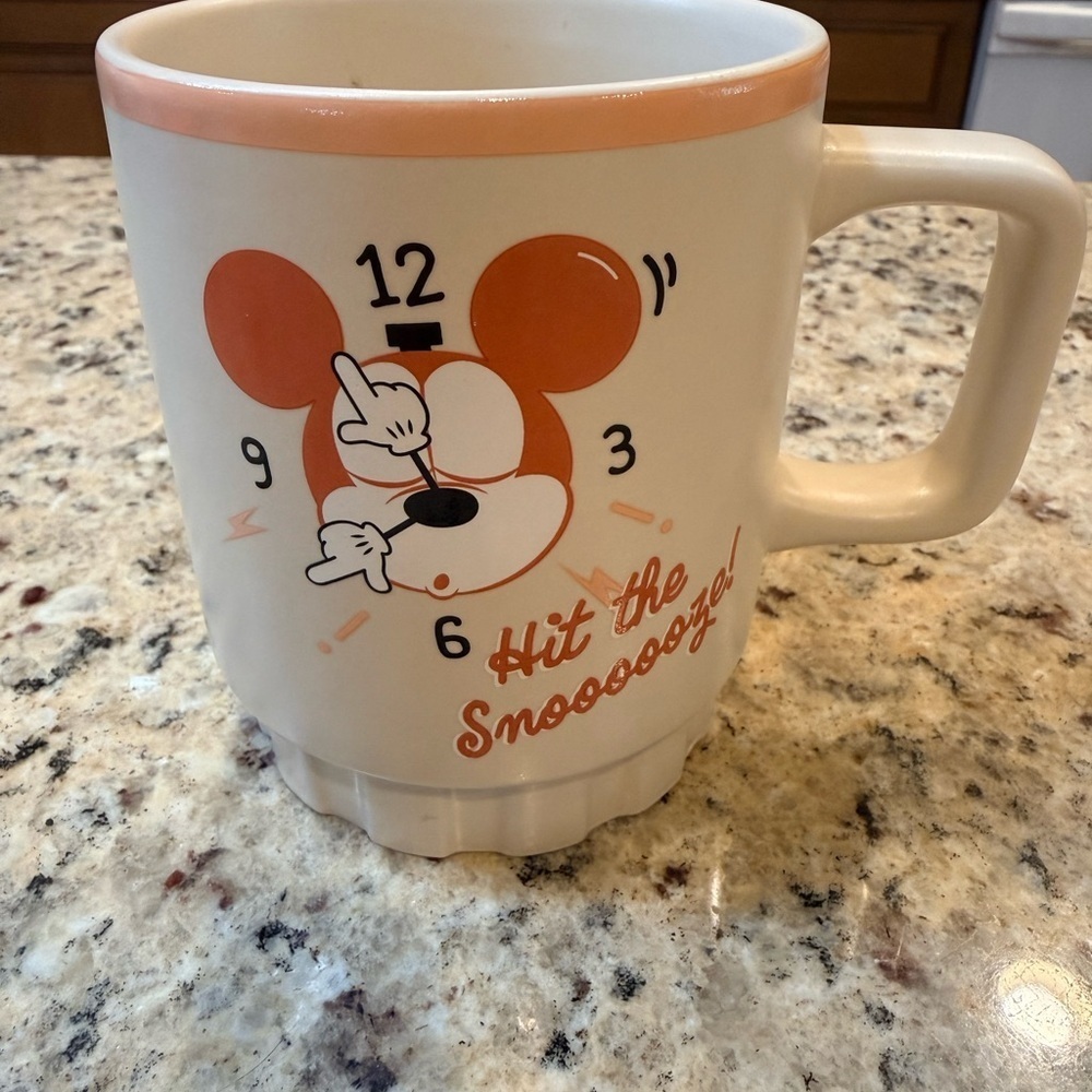 Disney Mickey Mouse 'Hit the Snooze' Mug - Orange and Cream